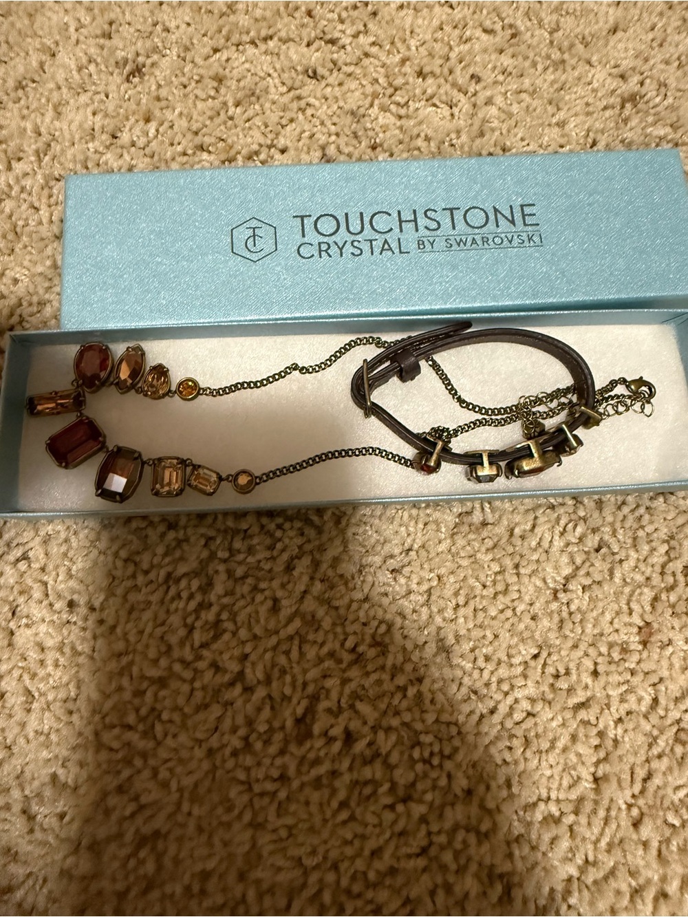 Touchstone Multi-Stone Crystal Necklace and Bracelet set Swarovski - Picture 4 of 9